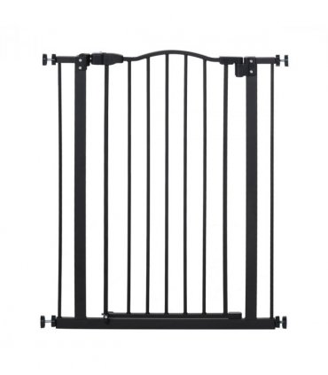 74-80cm Adjustable Metal Pet Gate Safety Barrier w/ Auto-Close Door Black