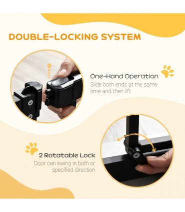 74-80cm Adjustable Metal Pet Gate Safety Barrier w/ Auto-Close Door Black