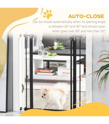 74-80cm Adjustable Metal Pet Gate Safety Barrier w/ Auto-Close Door Black