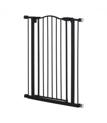 74-80cm Adjustable Metal Pet Gate Safety Barrier w/ Auto-Close Door Black