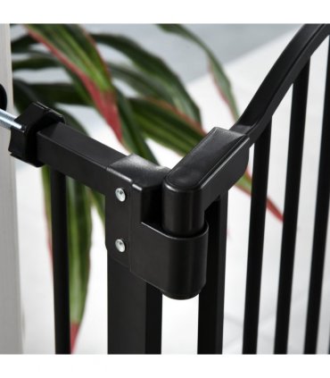 74-80cm Adjustable Metal Pet Gate Safety Barrier w/ Auto-Close Door Black