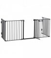 Pet Gate 5-Panel Dog Playpen for Indoor Stair Barrier W/ Walk Through Door Black