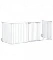 Pet Gate 5-Panel Dog Playpen for Indoor Stair Barrier W/ Walk Through Door White