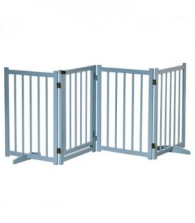 Wooden Foldable Dog Safety Barrier w/ 4 Panels for Small&Medium Dogs Blue Grey