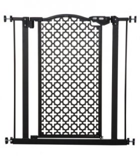 74-80 cm Pet Safety Gate Stair Pressure Fit w/ Auto Close Double Locking, Black