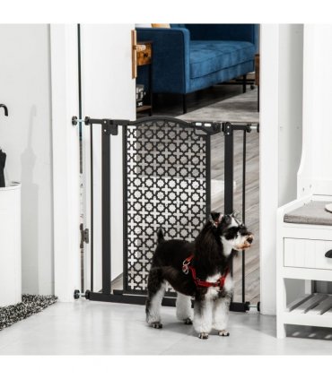 74-80 cm Pet Safety Gate Stair Pressure Fit w/ Auto Close Double Locking, Black