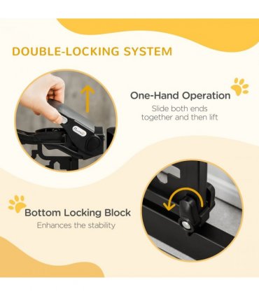 74-80 cm Pet Safety Gate Stair Pressure Fit w/ Auto Close Double Locking, Black