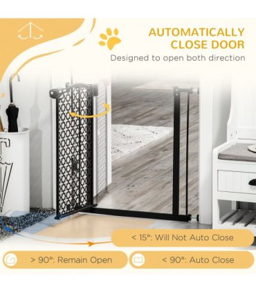 74-80 cm Pet Safety Gate Stair Pressure Fit w/ Auto Close Double Locking, Black