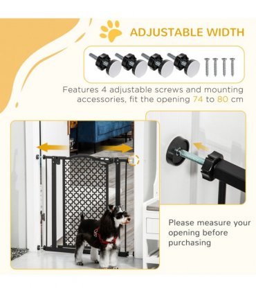 74-80 cm Pet Safety Gate Stair Pressure Fit w/ Auto Close Double Locking, Black
