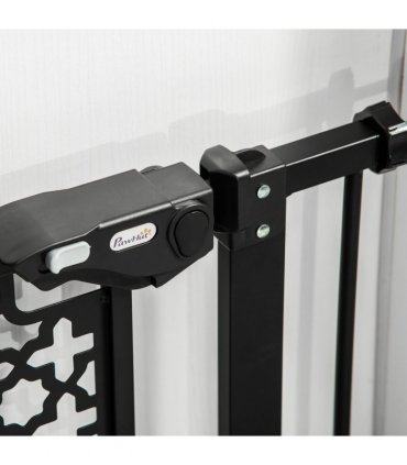 74-80 cm Pet Safety Gate Stair Pressure Fit w/ Auto Close Double Locking, Black