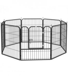 Steel and metal Black 158L x 79W x 79H cm Pet Playpen Dog Rabbit Puppy Cage