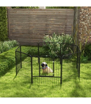 Steel and metal Black 158L x 79W x 79H cm Pet Playpen Dog Rabbit Puppy Cage