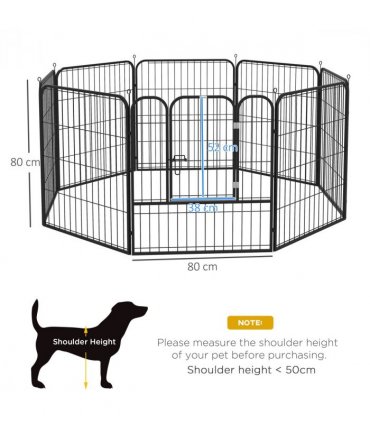Steel and metal Black 158L x 79W x 79H cm Pet Playpen Dog Rabbit Puppy Cage
