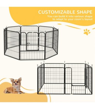 Steel and metal Black 158L x 79W x 79H cm Pet Playpen Dog Rabbit Puppy Cage