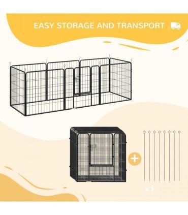 Steel and metal Black 158L x 79W x 79H cm Pet Playpen Dog Rabbit Puppy Cage
