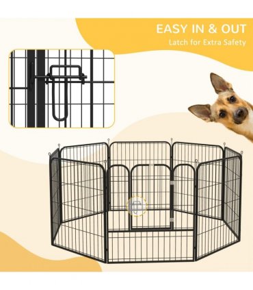 Steel and metal Black 158L x 79W x 79H cm Pet Playpen Dog Rabbit Puppy Cage