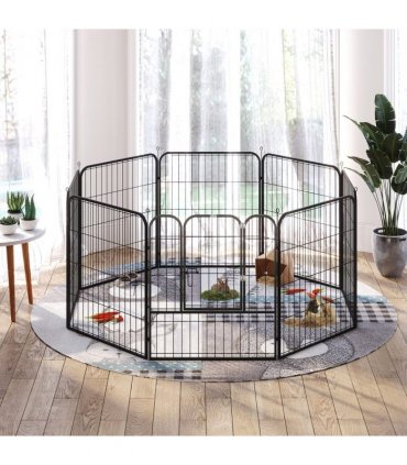 Steel and metal Black 158L x 79W x 79H cm Pet Playpen Dog Rabbit Puppy Cage