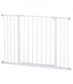 Pressure Fit Dog Gate Pet Barrier for stairs doorway, 76-107cm Width White