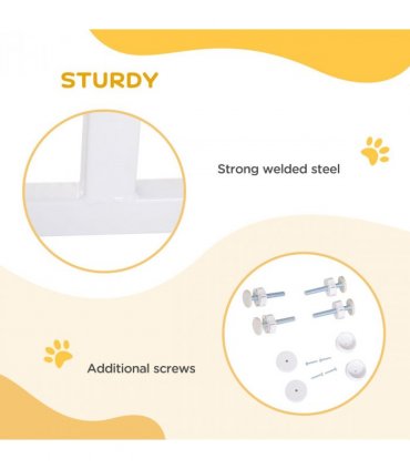 Pressure Fit Dog Gate Pet Barrier for stairs doorway, 76-107cm Width White