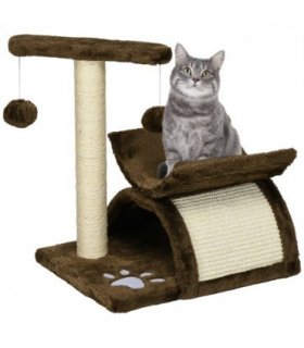 Cat Tree Plush Scratcher Kitty Activity Play Center Top Bar Tunnel Dangling Ball