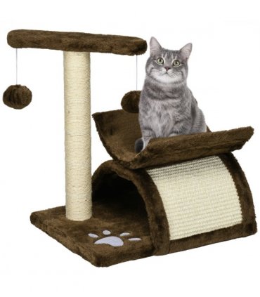 Cat Tree Plush Scratcher Kitty Activity Play Center Top Bar Tunnel Dangling Ball