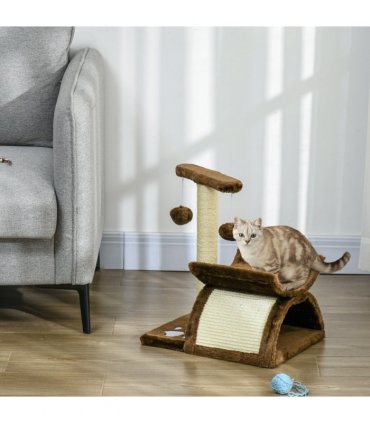 Cat Tree Plush Scratcher Kitty Activity Play Center Top Bar Tunnel Dangling Ball