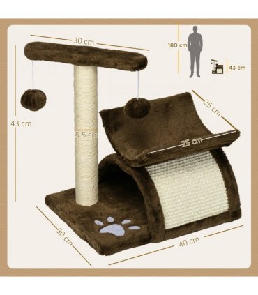 Cat Tree Plush Scratcher Kitty Activity Play Center Top Bar Tunnel Dangling Ball