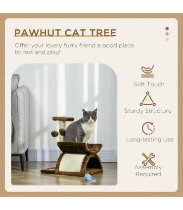 Cat Tree Plush Scratcher Kitty Activity Play Center Top Bar Tunnel Dangling Ball