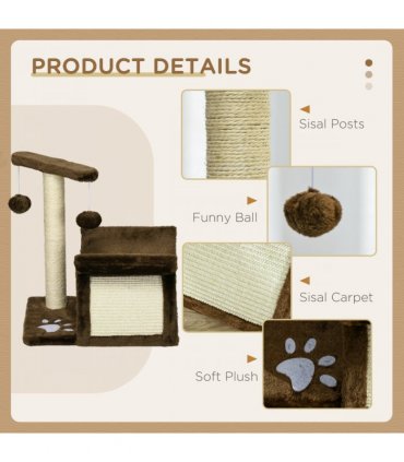 Cat Tree Plush Scratcher Kitty Activity Play Center Top Bar Tunnel Dangling Ball