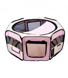 Fabric Pet Playpen Pink 90L x 90W x 41H cm Puppy Dog Cat Rabbit Pig Guinea S M L