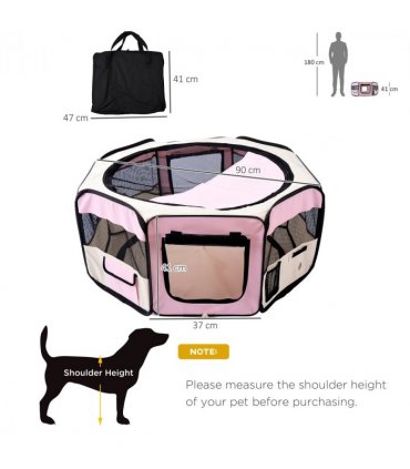 Fabric Pet Playpen Pink 90L x 90W x 41H cm Puppy Dog Cat Rabbit Pig Guinea S M L