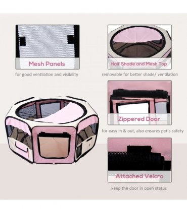 Fabric Pet Playpen Pink 90L x 90W x 41H cm Puppy Dog Cat Rabbit Pig Guinea S M L