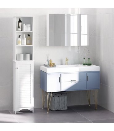 MDF 6-Tier    Tall Bathroom Storage Cabinet White 34cmx20cmx165cm