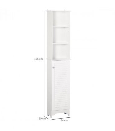 MDF 6-Tier    Tall Bathroom Storage Cabinet White 34cmx20cmx165cm