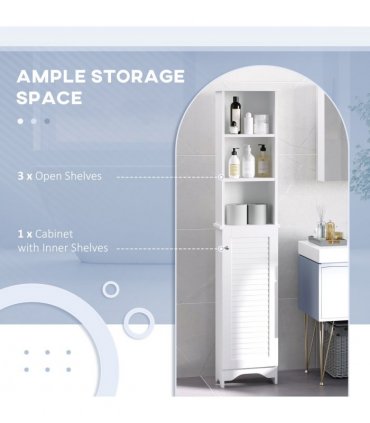 MDF 6-Tier    Tall Bathroom Storage Cabinet White 34cmx20cmx165cm