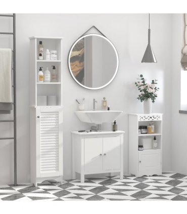 MDF 6-Tier    Tall Bathroom Storage Cabinet White 34cmx20cmx165cm