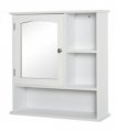 Wall Mount Mirror Cabinet Bathroom Storage Single Door Mounted Glass Cupboard