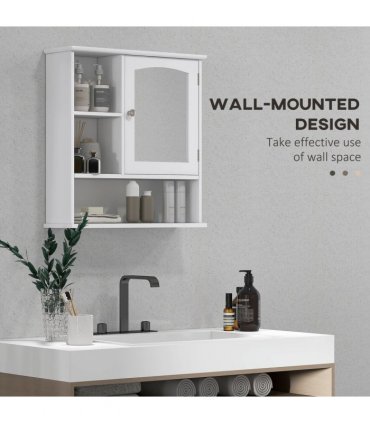 Wall Mount Mirror Cabinet Bathroom Storage Single Door Mounted Glass Cupboard