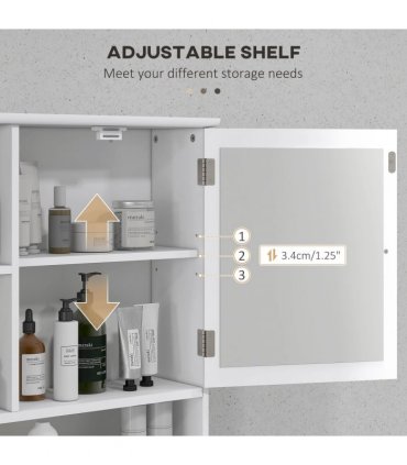 Wall Mount Mirror Cabinet Bathroom Storage Single Door Mounted Glass Cupboard
