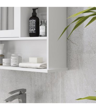 Wall Mount Mirror Cabinet Bathroom Storage Single Door Mounted Glass Cupboard