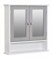 Mirror Cabinet Wall Mounted with Double Mirrored Doors, Hanging Cabinet, Grey
