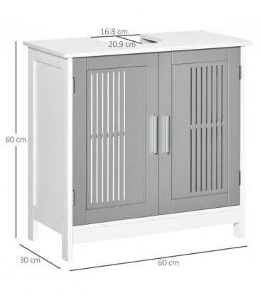 Modern Under Sink Cabinet with 2 Doors, Bathroom Vanity Unit, White