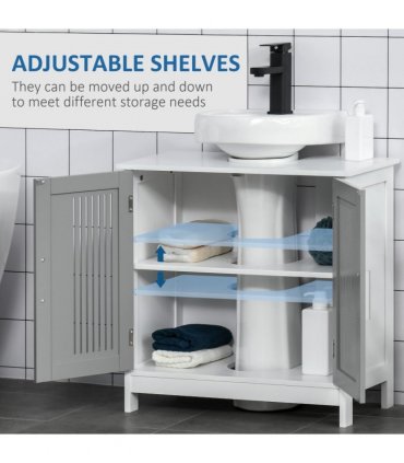 Modern Under Sink Cabinet with 2 Doors, Bathroom Vanity Unit, White