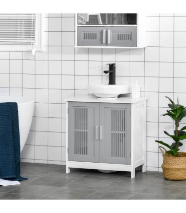 Modern Under Sink Cabinet with 2 Doors, Bathroom Vanity Unit, White