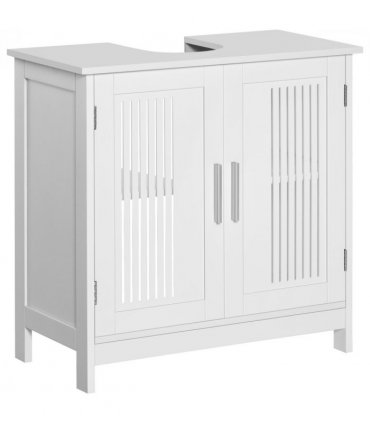 Modern White MDF Under Sink Cabinet with 2 Doors, Bathroom Vanity Unit 60cm