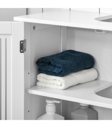 Modern White MDF Under Sink Cabinet with 2 Doors, Bathroom Vanity Unit 60cm