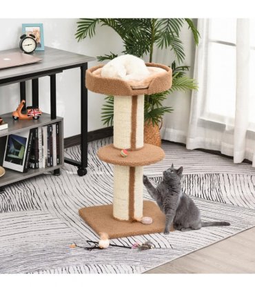 91cm Cat Tree Kitten Activity Center Tower Scratching Post Lamb Cashmere Perch