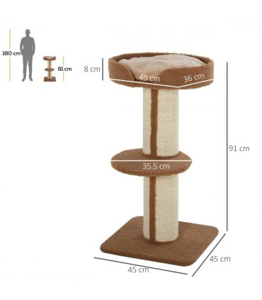 91cm Cat Tree Kitten Activity Center Tower Scratching Post Lamb Cashmere Perch