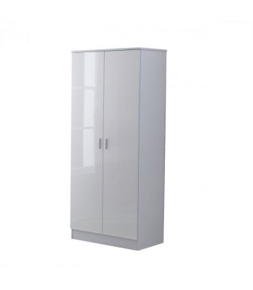 Tall White High Gloss Wardrobes 3 Pc Chest Bedside Table 7 Drawer