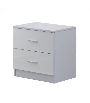 Tall White High Gloss Wardrobes 3 Pc Chest Bedside Table 7 Drawer